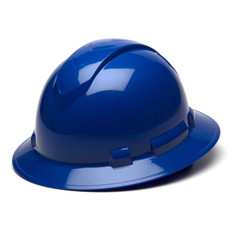 Pyramex Full Brim RIDGELINE Hard Hat Blue 4 Point Suspensions Oblique View