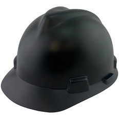 MSA V-Gard Cap Style Hard Hats with Fas-Trac Suspensions Matte Black - Oblique View