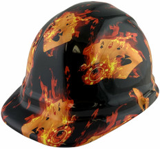 Flaming Aces Design Cap Style Hydro Dipped Hard Hats ~ Oblique View
