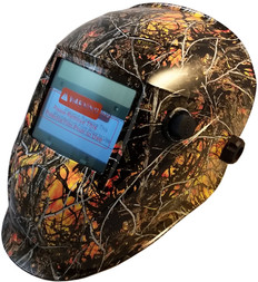 Hydro Dipped Auto Darkening Welding Helmet – Wildfire Design ~ Oblique View