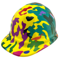 Neon Camo Design Cap Style Hydro Dipped Hard Hats
Left Side Oblique View