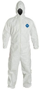 DuPont TYVEK Nonwoven Fiber Coveralls With Hood, Elastic Wrists and Ankles
