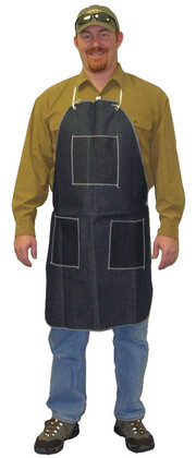 Blue Denim Apron, 1 Chest Pocket & 2 Hip Pockets SINGLE  pic 1