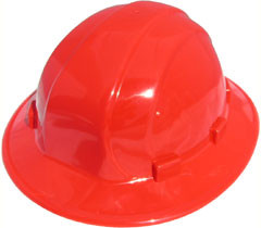 ERB Omega II Full Brim Hard Hats With Ratchet Suspension Red