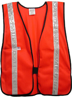 Hi Viz Red Soft Mesh Safety Vests with 1.5 inch Silver Stripes