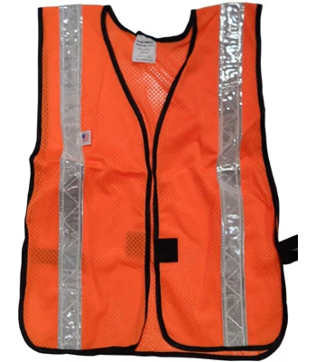 Orange Soft Mesh Safety Vests with 1.5 Inch Silver Stripes 