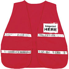 Red Incident Command Safety Vests, Silver Stripes w/ Clear Pocket Front and Back pic 1