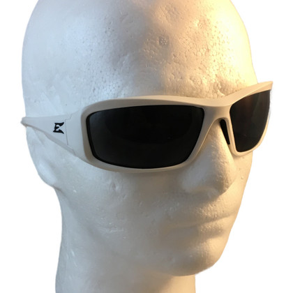 Edge Brazeau Safety Glasses ~ White Frame, Smoke Lens