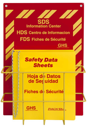 MSDS Right-To-Know Center, 3 language- Includes MSDS sign, 1.5 inch binder, and wire rack