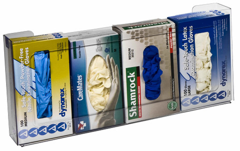 4-Box Horizontal Plastic Box Glove Dispenser, CLEAR PLASTIC