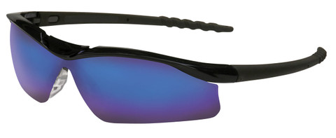 Crews Dallas Safety Glasses ~ Black Frame ~ Blue Diamond Mirror Lens