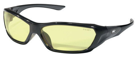 Crews Force Flex Safety Glasses ~ Black Frame - Amber Lens