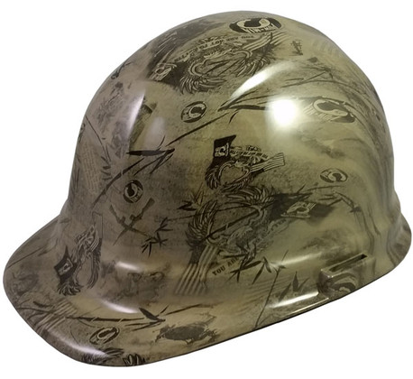 POW Khaki Hydro Dipped Hard Hats ~ Oblique View