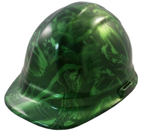 Venom Snake Green Hydro Dipped Hard Hats ~ Oblique View