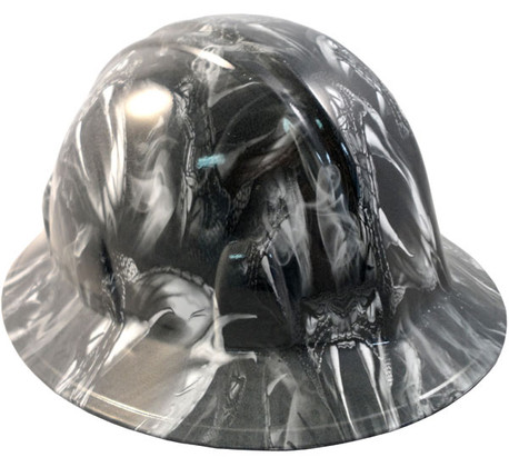 Venom Snake White Hydro Dipped Full Brim Hard Hats ~ Oblique View