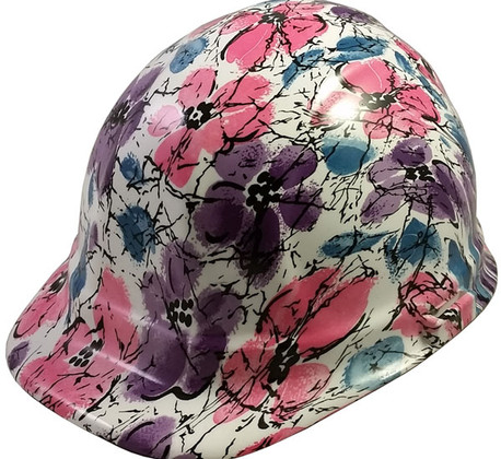 Flower Hydro Dipped Hard Hats ~ Oblique View