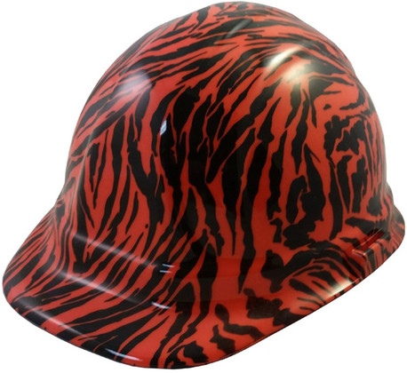 Tiger Orange Hydro Dipped Hard Hats ~ Oblique View