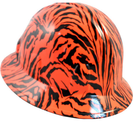 Tiger Orange Hydro Dipped Hard Hats ~ Oblique View