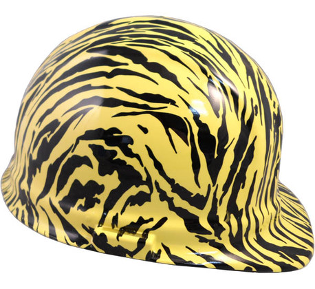 Tiger Yellow Hydro Dipped Hard Hats ~ Oblique View