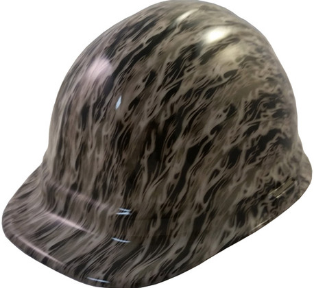 Flames Hydro Dipped GLOW IN THE DARK Hard Hats ~ Oblique View