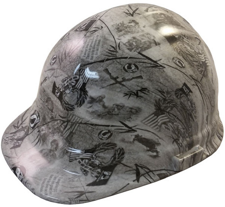 POW Gray Hydro Dipped Hard Hats ~ Oblique View