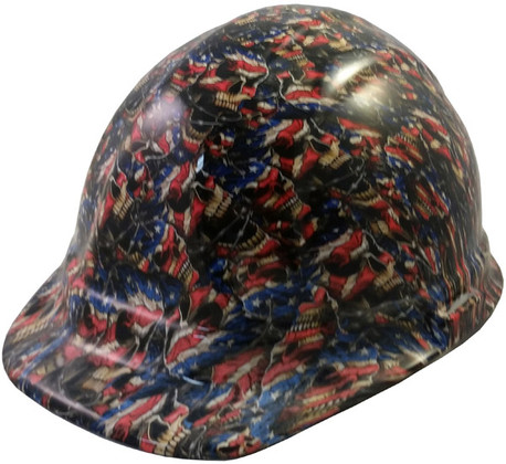 Patriot Skulls Hydro Dipped Hard Hats ~ Oblique View
