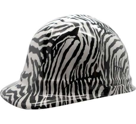 Zebra White Hydro Dipped Cap Style Hard Hats