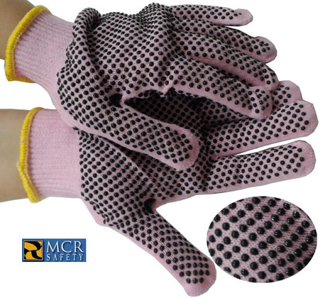 MCR Pink String Knit Gloves with Dots Pic 1
