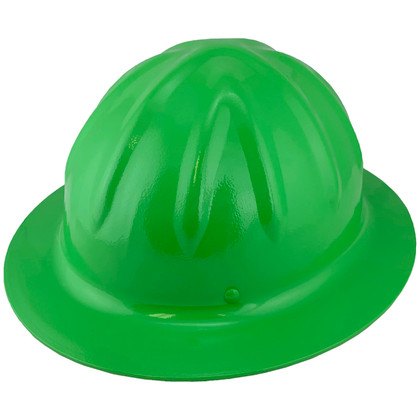 Skullbucket Aluminum Full Brim Hardhats ~ HI Viz Green Oblique