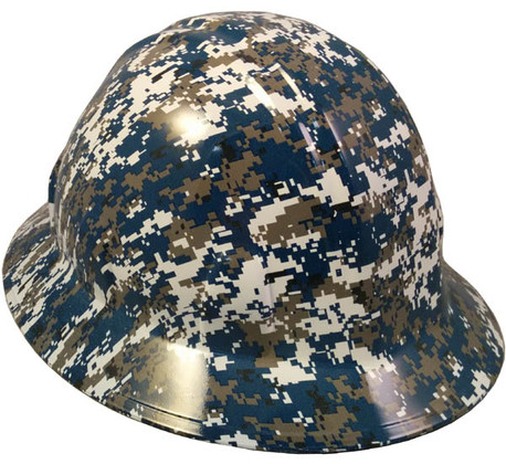 Navy Digital Camo Hydro Dipped Hard Hats ~ Oblique View 