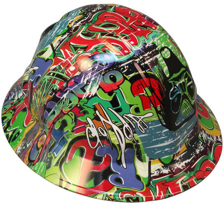 Graffiti Hydro Dipped Hard Hats ~ Oblique View