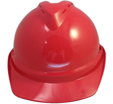 MSA Advance Red Vented Hard Hats with Staz On Suspensions - Front View