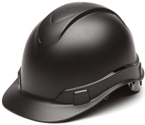 Pyramex Ridgeline Cap Style Hard Hat with Black Graphite Pattern - Oblique View