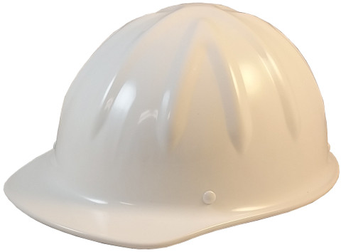 SkullBucket Aluminum Cap Style Hard Hats with Ratchet Suspensions - White - Oblique View