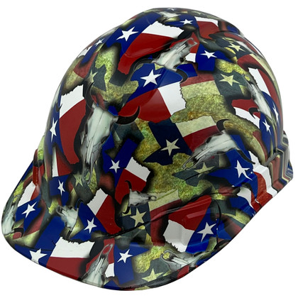 Texas Pride Cap Style Hydro Dipped Hard Hats oblique left