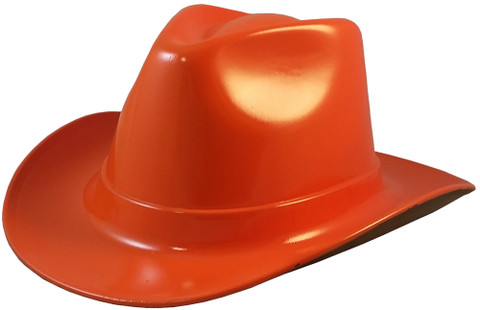 Occunomix Western Cowboy Hard Hats ~ Hi Viz Orange - Oblique View