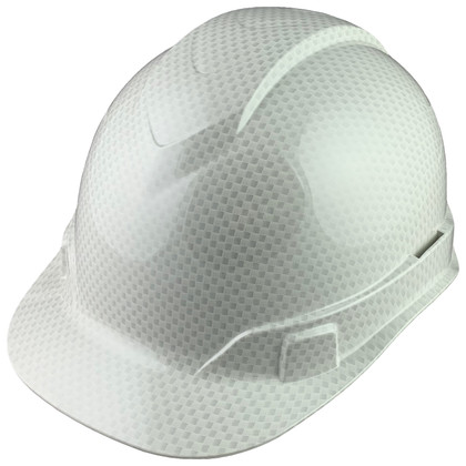 Pyramex Ridgeline Cap Style Hard Hat with Shiny White Graphite Pattern  - Oblique View