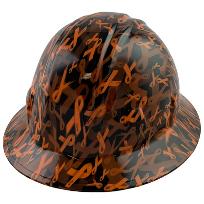 Cancer Awareness Orange Full Brim Hydro Dipped Hard Hats - Oblique View