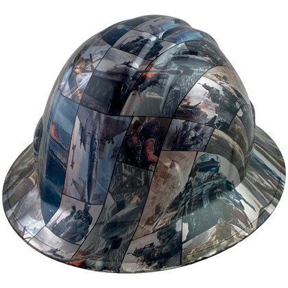 Video Games Style Full Brim Hydro Dipped Hard Hats - Oblique View