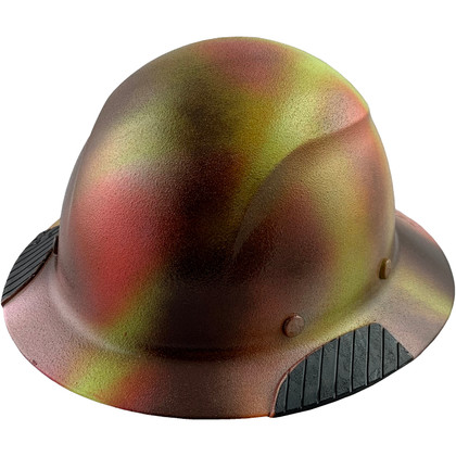 Actual Carbon Fiber Hard Hat - Full Brim Textured Paintball Camo - Oblique