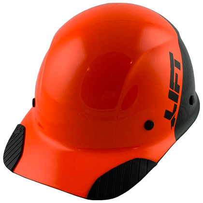 Actual Carbon Fiber Hard Hat - Cap Style Black and Hi Viz Orange - Oblique View