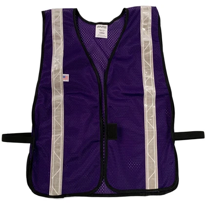 Soft Mesh Purple Safety Vests ~ Front View