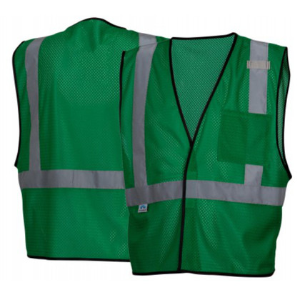 Pyramex NON-ANSI Mesh Safety Vests w/ Silver Stripes - Green