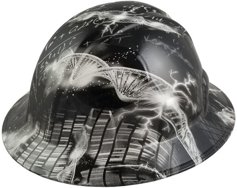 Einstein Was Here Design Full Brim Hydro Dipped Hard Hats - Oblique View