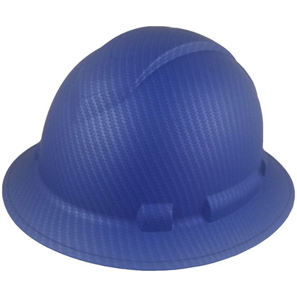 Pyramex Ridgeline Full Brim Style Hard Hat with Blue Graphite Pattern Oblique View