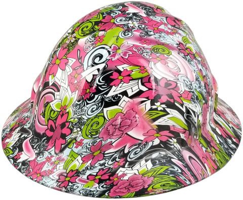 Maui Vacation Design Full Brim Hydro Dipped Hard Hats ~ Oblique View