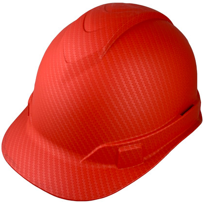 Pyramex Ridgeline Cap Style Hard Hat with Red Graphite Pattern - Oblique View