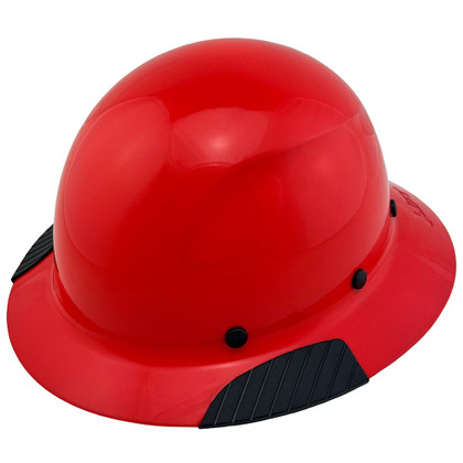 DAX Fiberglass Composite Hard Hat - Full Brim Factory Red 
Left Side Oblique View