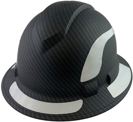 Pyramex Ridgeline Full Brim Style Hard Hat with Matte Black Pattern with White Decals - Oblique View
