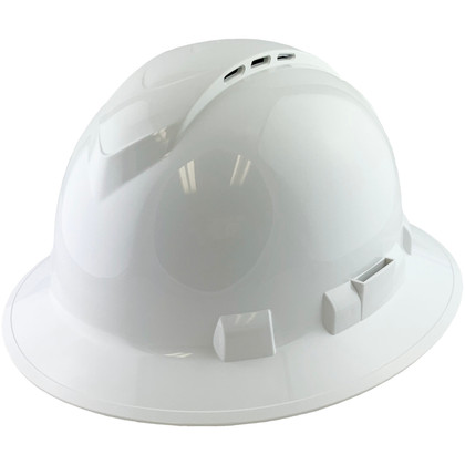 Pyramex Ridgeline Vented White Full Brim Style Hard Hat - 4 Point Suspensions